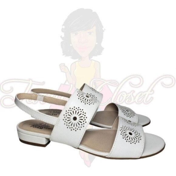 Corinne White Open Toe Stretch Slingback Sandals - Picture 1 of 10